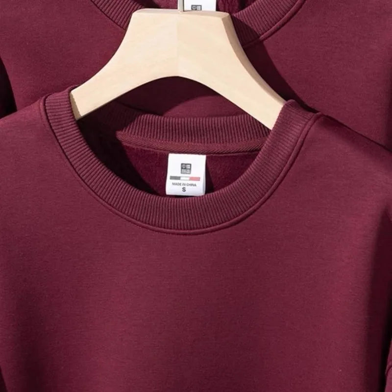 Unisex Langarm Sweatshirt gefüttert Rundhals einfarbig