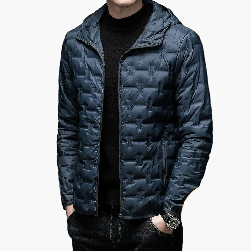 Men's quilted jacket winter outdoor casual jacket with hood – warming transitional jacket
