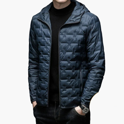 Men's quilted jacket winter outdoor casual jacket with hood – warming transitional jacket
