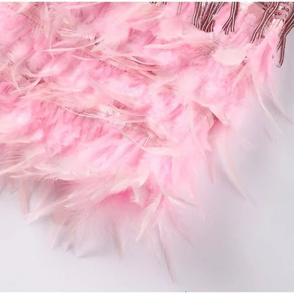 Women's party dress with tassels and feathers – Elegant evening dress for special occasions