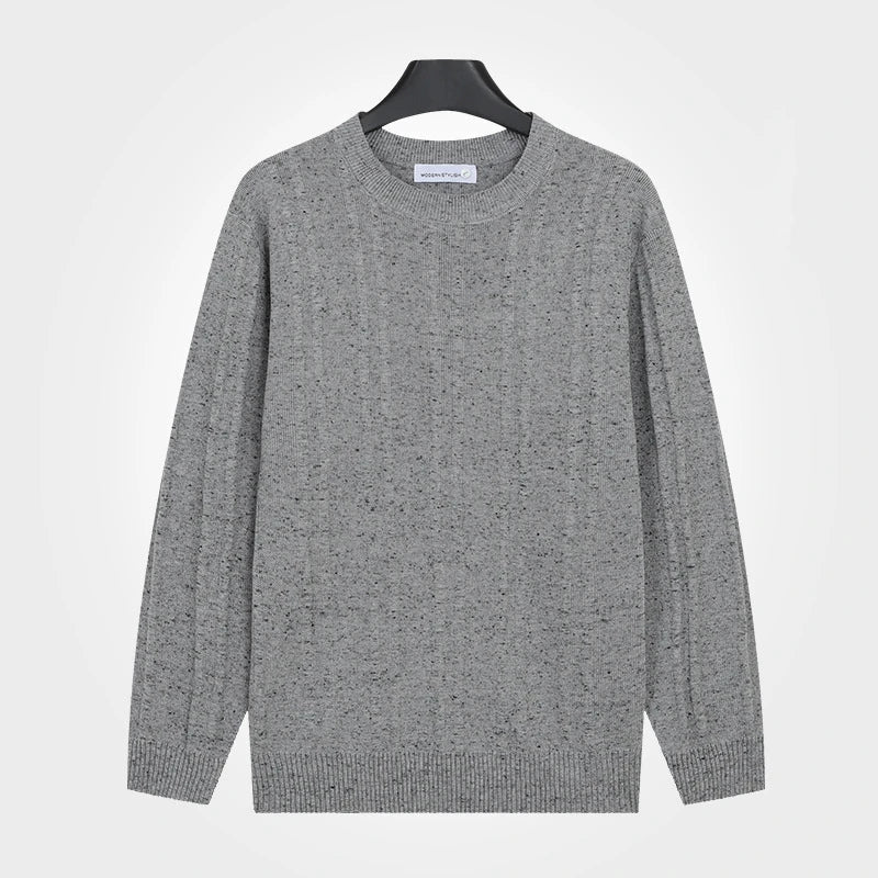 Men's crew-neck sweater with a marled effect, long sleeves
