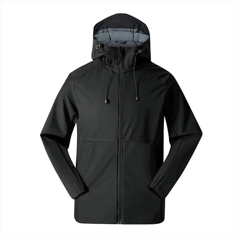 Unisex outdoor jacket with hood and zipper – water-repellent, windproof, warm