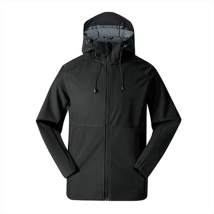 Unisex outdoor jacket with hood and zipper – water-repellent, windproof, warm