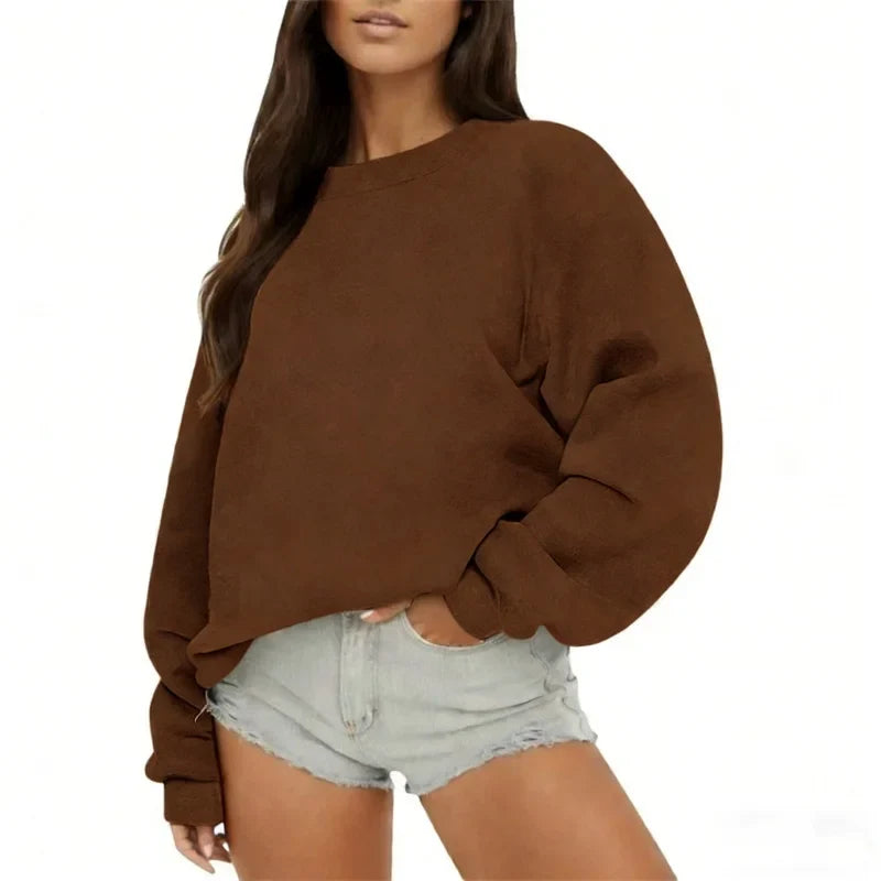 Women's Oversized Crew-Neck Long-Sleeve Sweatshirt