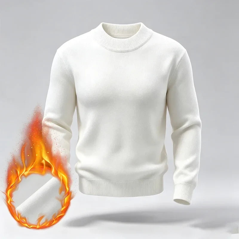 Men's warm turtleneck knit sweater for winter, long sleeves