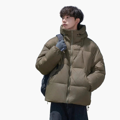Herren Oversized Winter Steppjacke mit Kapuze – Lässiger Streetwear Look für kalte Tage