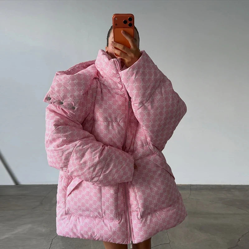 Women's quilted jacket with hood and zipper