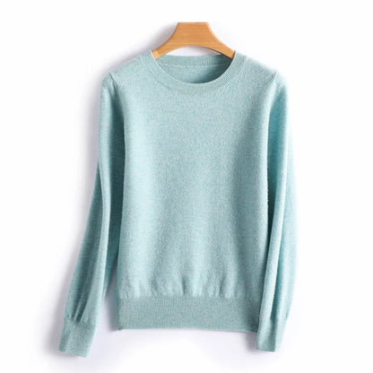 Damen Rundhals Pullover Langarm Basic Strickpullover