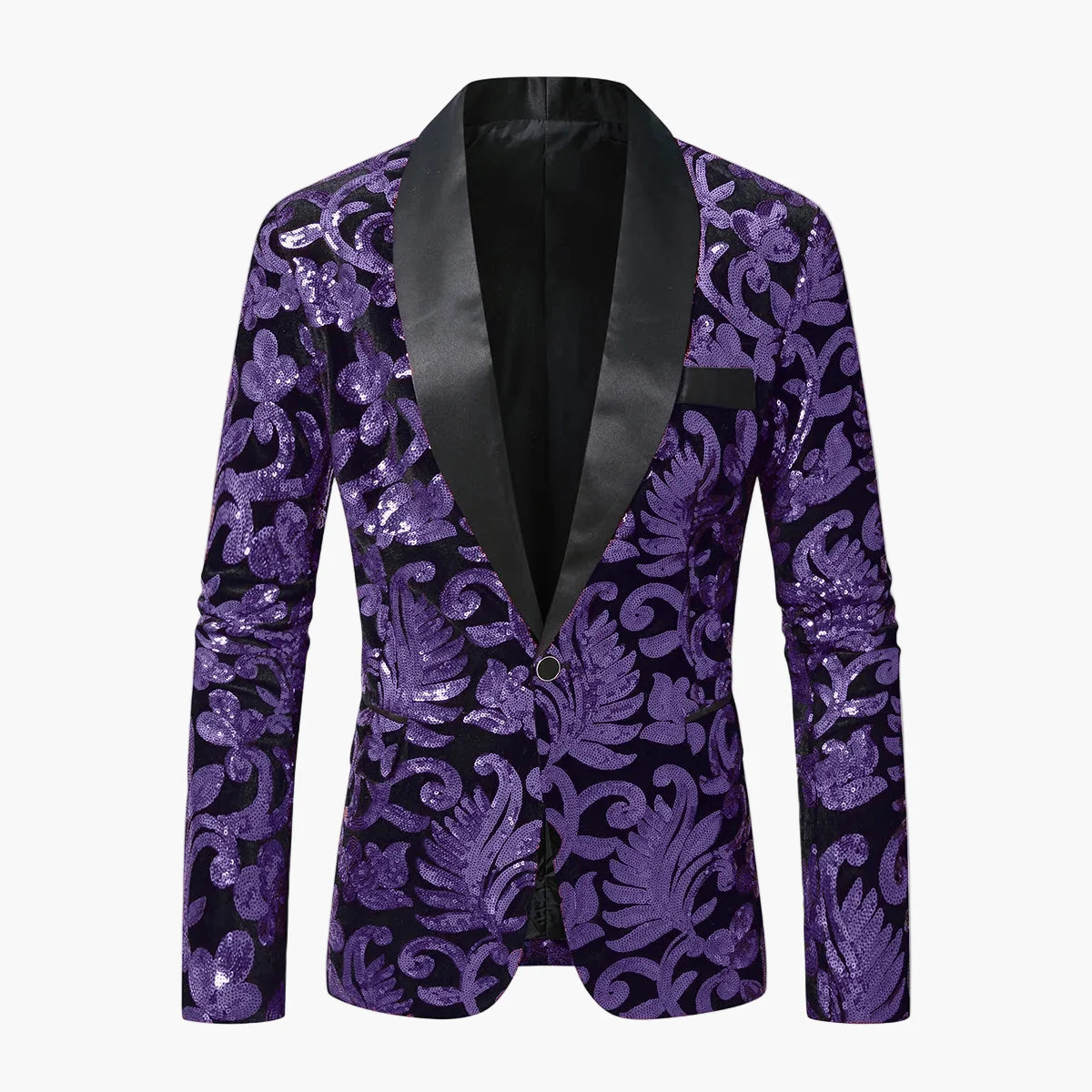 Men's Tuxedo Jacket – Elegant Party Blazer with Glitter Sequins and Modern Shawl Collar for Festive Occasions
