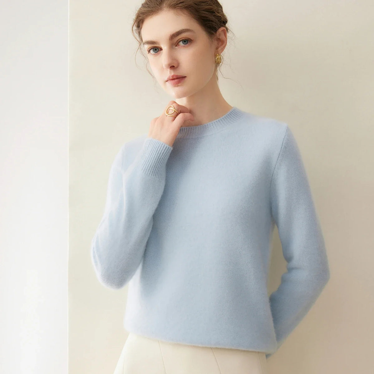 Damen Pullover Rundhalsausschnitt Langarm Weiches Material