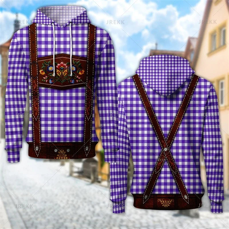 Hoodie with traditional leather pants design and hood