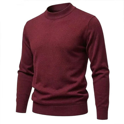 Men's long-sleeve mock-neck basic knit sweater