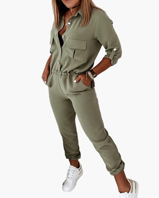 Damen Jumpsuit Einteiler Freizeitmode mit Taschen – Modischer Overall für Alltag und Events