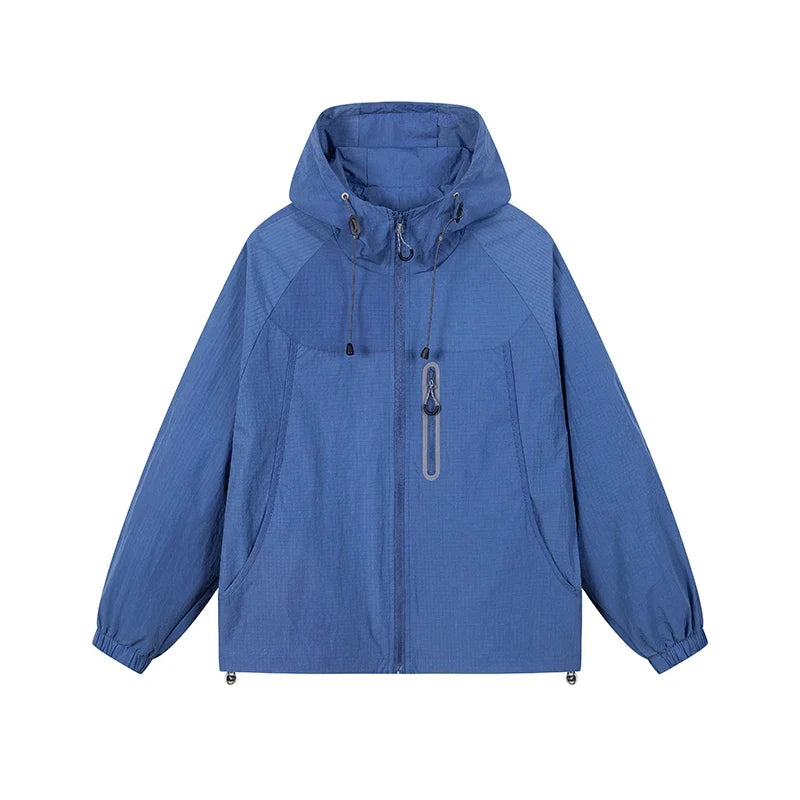 Unisex Leichte Kapuzenjacke Windbreaker mit Reißverschlusstasche