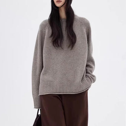 Women's Oversized Crew-Neck Long-Sleeve Knit Sweater