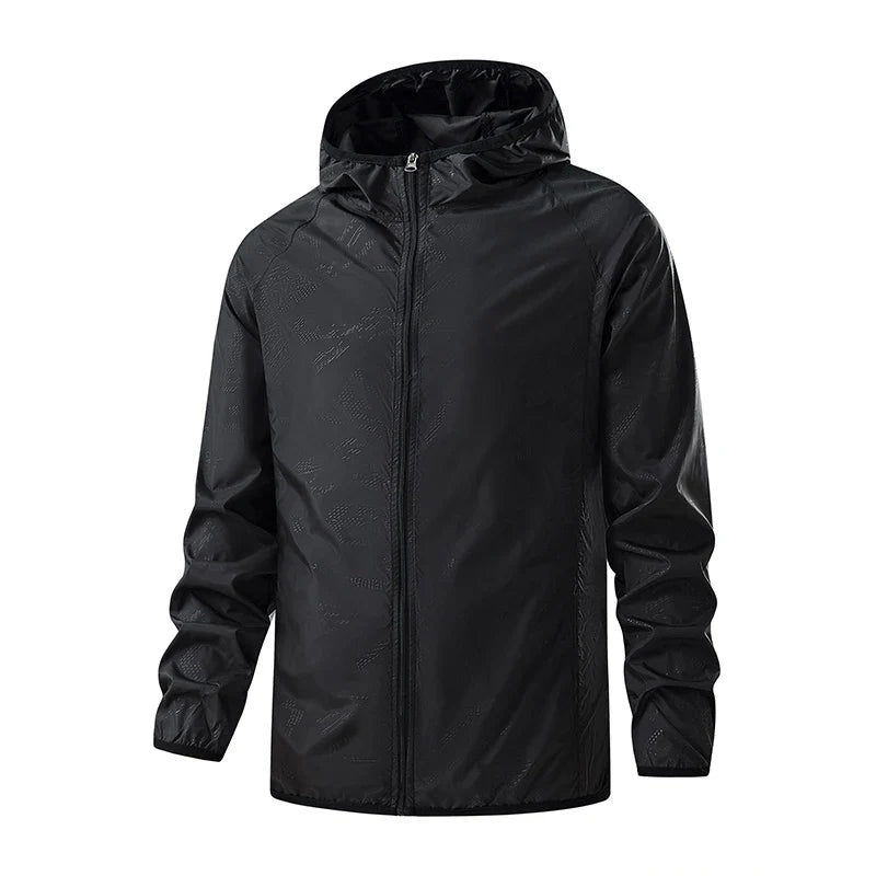Lightweight hooded windbreaker jacket with zipper