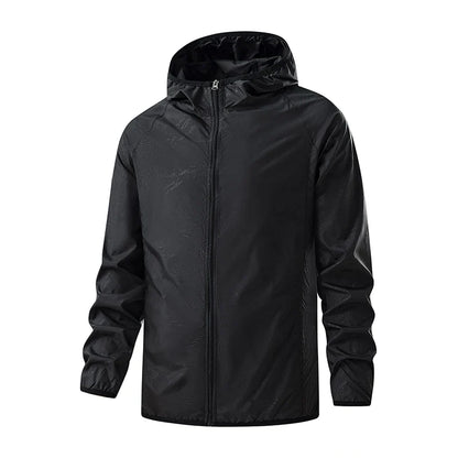 Lightweight hooded windbreaker jacket with zipper