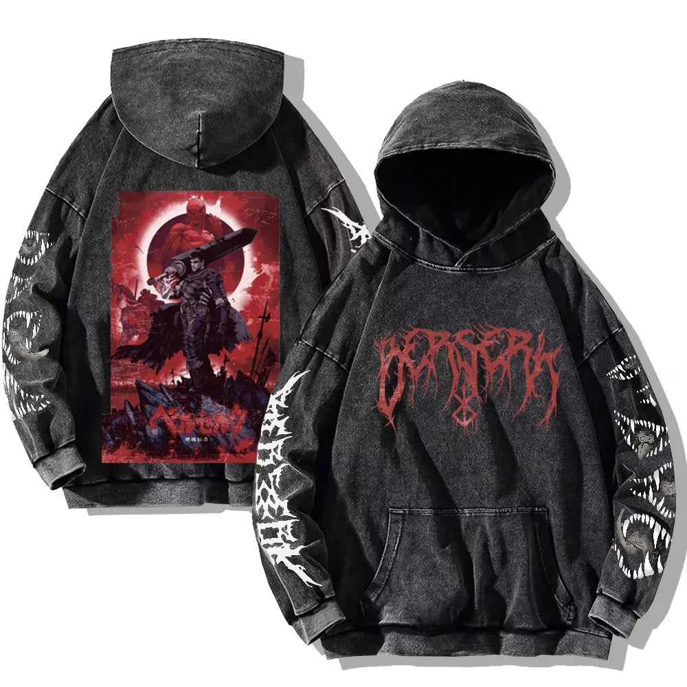 Oversized washed unisex hoodie with graphic print