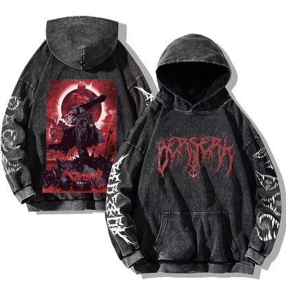 Oversized washed unisex hoodie with graphic print