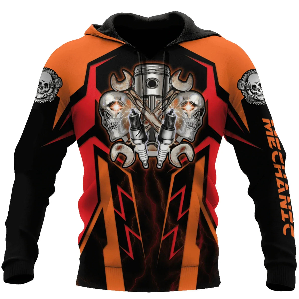Hoodie mit Mechaniker-Thema und Grafikdruck, verschiedene Designs