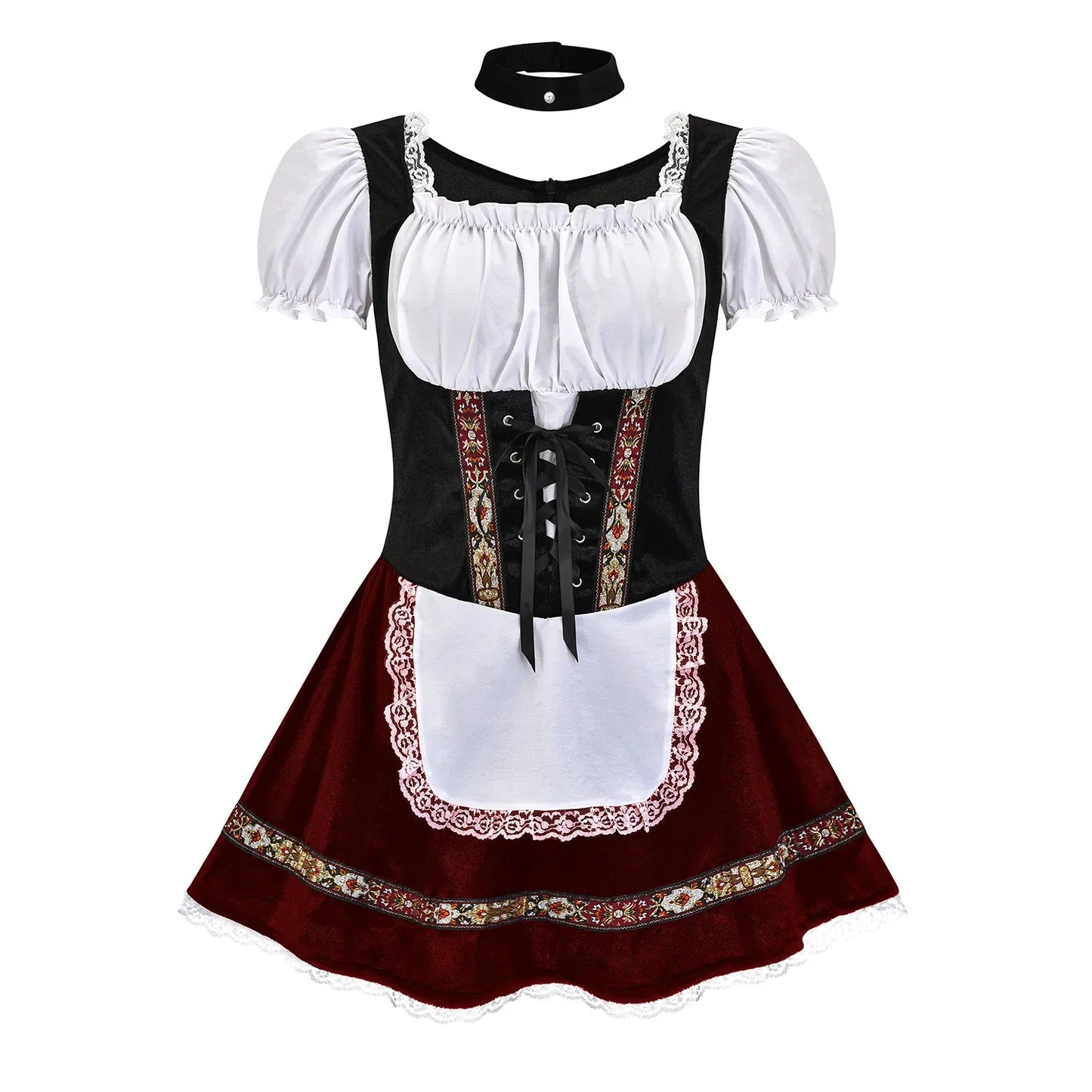 Damen Dirndl-Kostüm mit Schürze und Puffärmeln – Oktoberfest Verkleidung