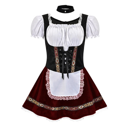 Damen Dirndl-Kostüm mit Schürze und Puffärmeln – Oktoberfest Verkleidung