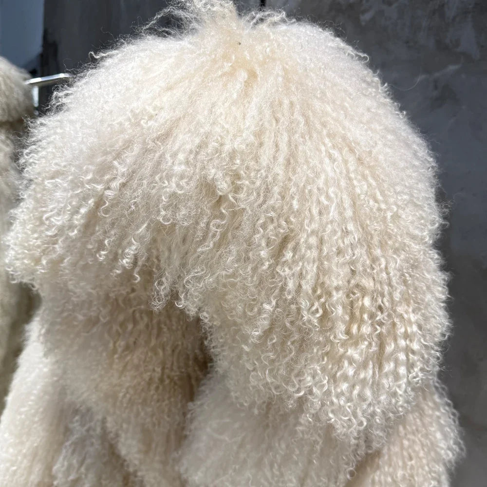 Women's Coat with Long Faux Fur Collar Long Sleeve Fluffy Teddy Coat