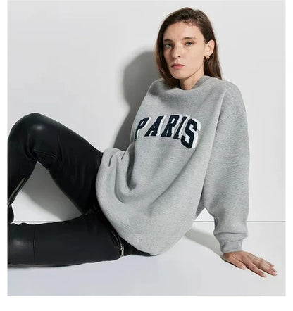 Women's Oversized Printed Sweatshirt Light Gray