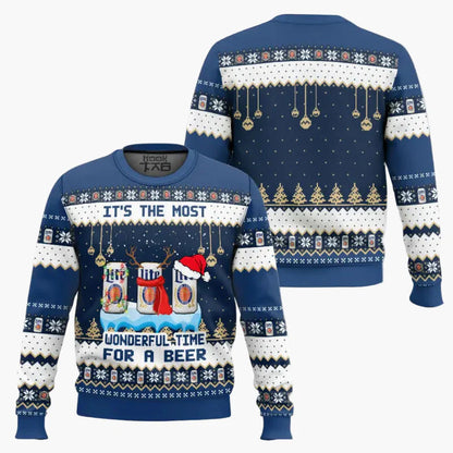 Herren Weihnachtspullover Lustig – It's the Most Wonderful Time for a Beer – Ugly Christmas Sweater für Männer, Party & Geschenk