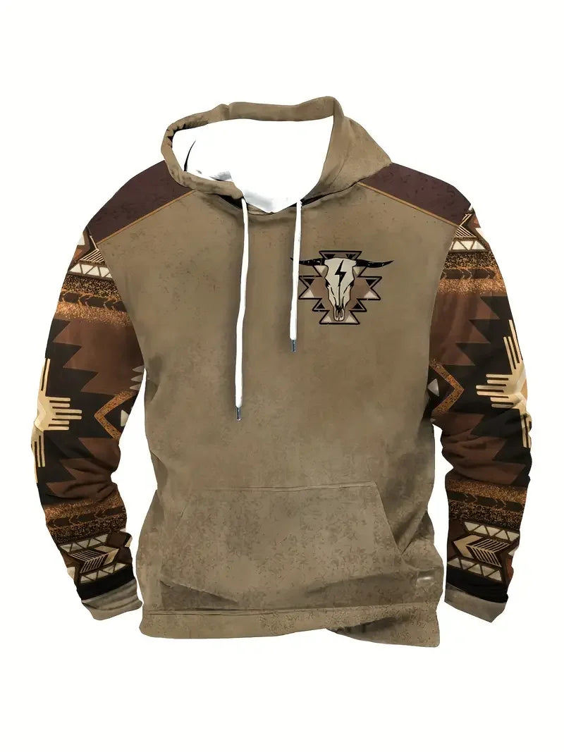 Unisex Kapuzenpullover mit Tiermotiv & Muster Kängurutasche