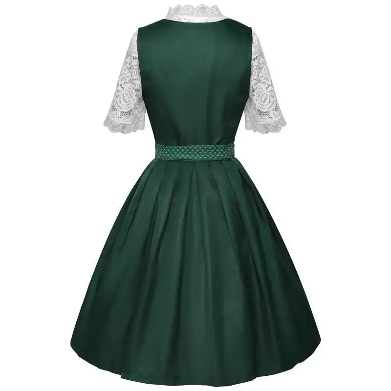 Dirndl mit Schürze und Spitzenbluse Grüner Blauer Trachtenrock Trachtenmode