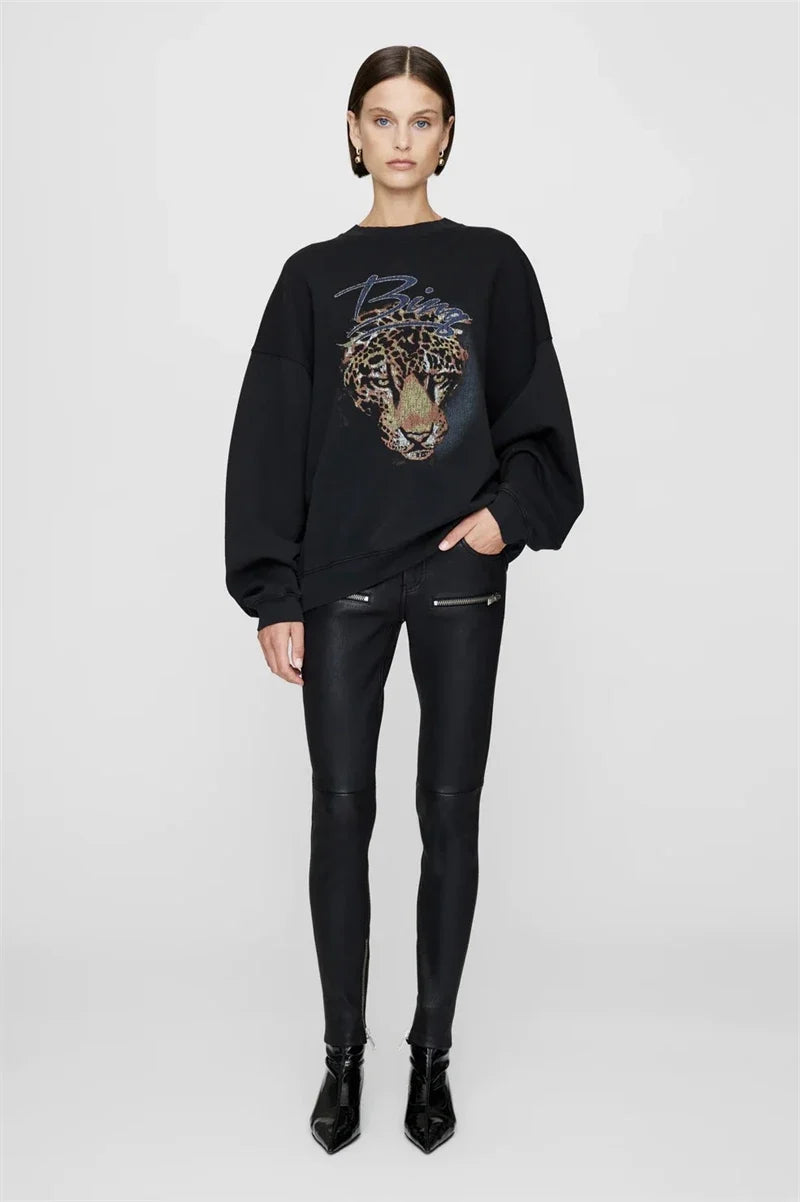Women's Oversized Printed Sweatshirt Light Gray