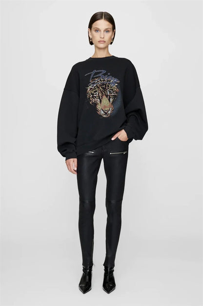Women's Oversized Printed Sweatshirt Light Gray