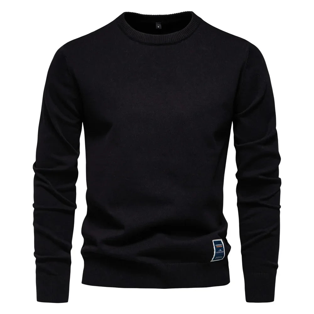Herren Pullover Rundhals Langarm Strickpullover Einfarbig