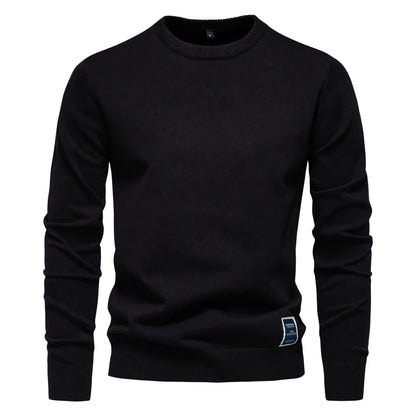 Herren Pullover Rundhals Langarm Strickpullover Einfarbig