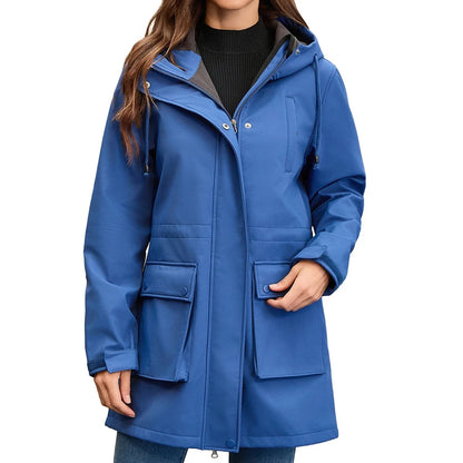 Damen Übergangsjacke Kapuzenjacke Windbreaker mit Taschen