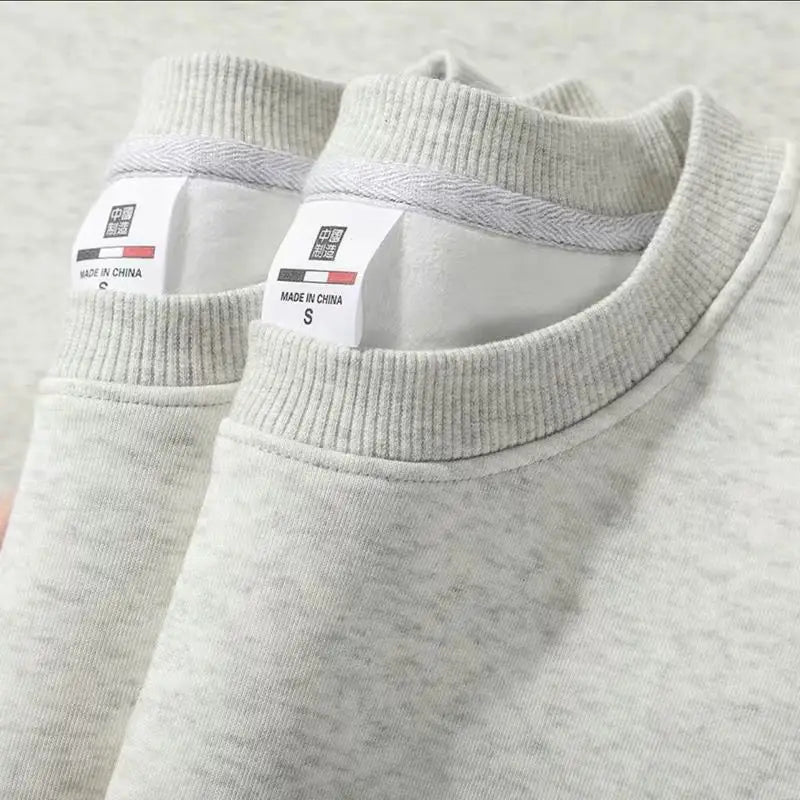 Unisex Langarm Sweatshirt gefüttert Rundhals einfarbig