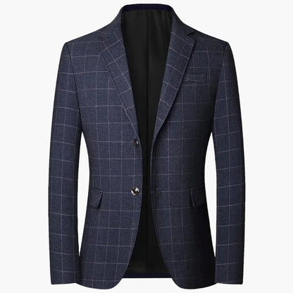 Men's Business Blazer with Check Pattern – Elegant Blazer for Office & Festive Occasions
