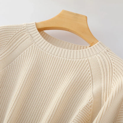 Unisex Long-Sleeve Ribbed-Knit Crew-Neck Casual Top