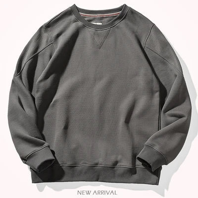 Unisex Long-Sleeve Crew-Neck Sweatshirt Cotton-Look Casual Sweater