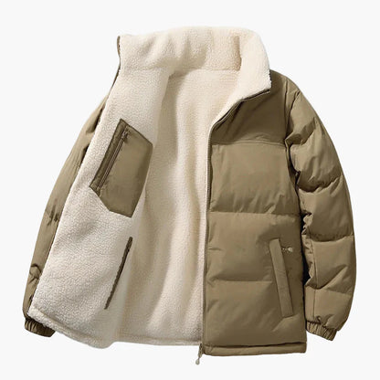 Men's winter quilted jacket with loose fit and fleece lining – urban fashion outdoor jacket