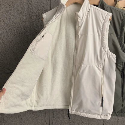 Men's winter vest, stand-up collar, quilted, zip-up, sleeveless