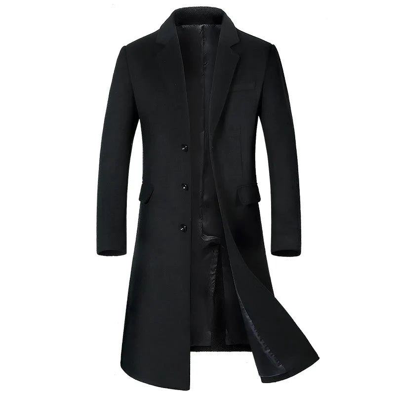Men's Classic Winter Long Coat – Elegant Business and Casual Style