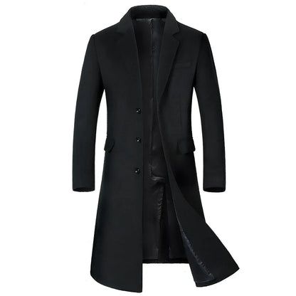 Men's Classic Winter Long Coat – Elegant Business and Casual Style