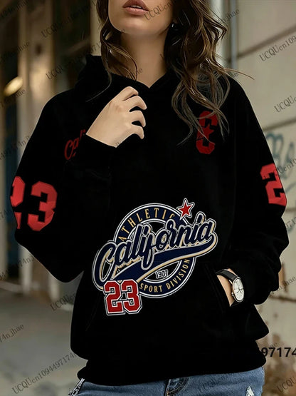 Hoodie für Damen mit "California Athletic" Print und Kängurutasche