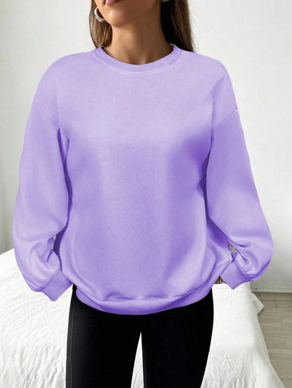 Women's Crew-Neck Oversized Basic Long-Sleeve Sweatshirt