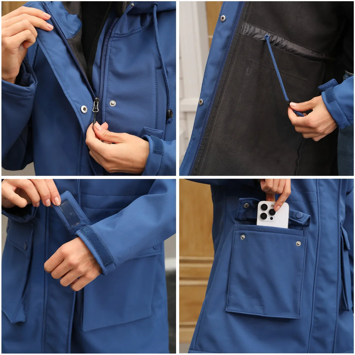 Damen Übergangsjacke Kapuzenjacke Windbreaker mit Taschen