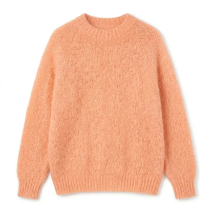 Women's coral sweater with crew neckline