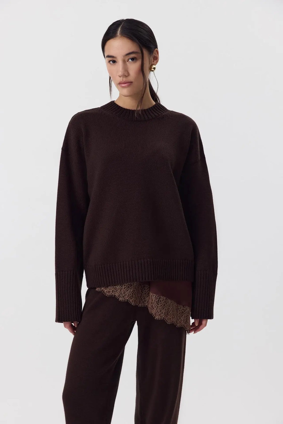 Women's oversized sweater, crew neck, long sleeves