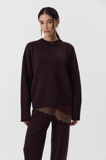 Women's oversized sweater, crew neck, long sleeves